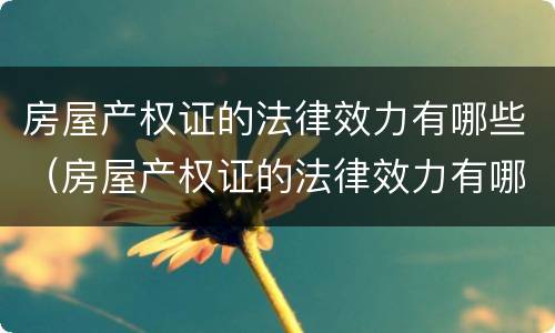 房屋产权证的法律效力有哪些（房屋产权证的法律效力有哪些规定）