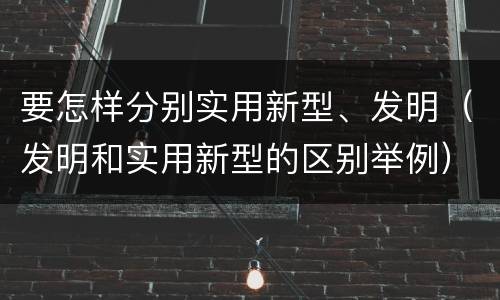 要怎样分别实用新型、发明（发明和实用新型的区别举例）