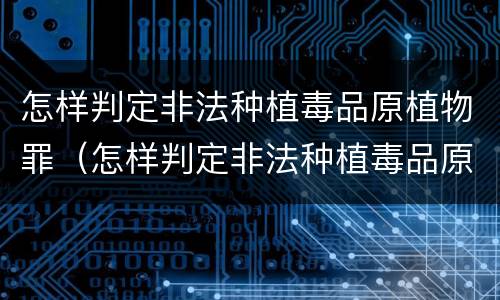 怎样判定非法种植毒品原植物罪（怎样判定非法种植毒品原植物罪行）