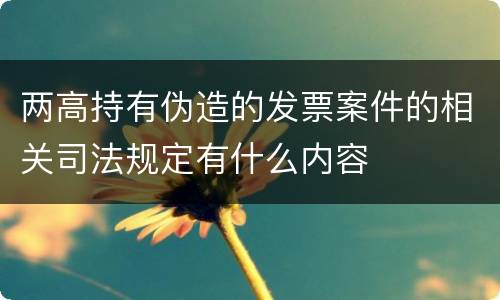 两高持有伪造的发票案件的相关司法规定有什么内容