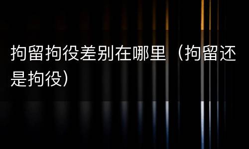 拘留拘役差别在哪里（拘留还是拘役）