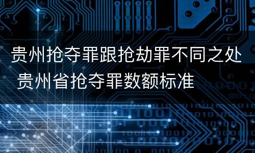贵州抢夺罪跟抢劫罪不同之处 贵州省抢夺罪数额标准