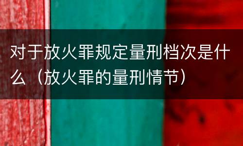 对于放火罪规定量刑档次是什么（放火罪的量刑情节）