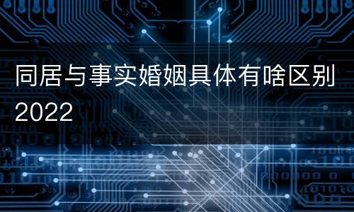 同居与事实婚姻具体有啥区别2022