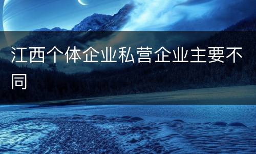江西个体企业私营企业主要不同