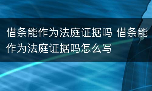 借条能作为法庭证据吗 借条能作为法庭证据吗怎么写