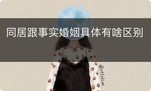 同居跟事实婚姻具体有啥区别