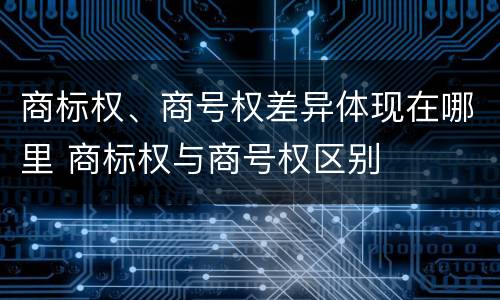 商标权、商号权差异体现在哪里 商标权与商号权区别