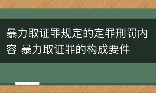 暴力取证罪规定的定罪刑罚内容 暴力取证罪的构成要件