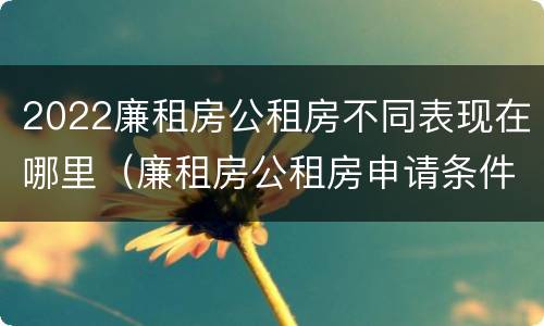 2022廉租房公租房不同表现在哪里（廉租房公租房申请条件2020）