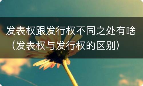 发表权跟发行权不同之处有啥（发表权与发行权的区别）