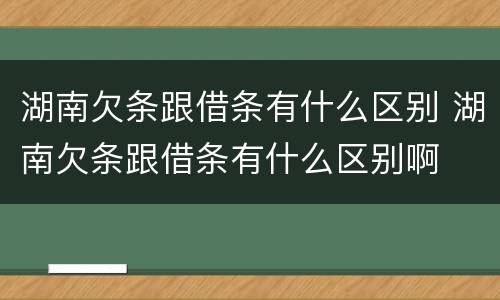 湖南欠条跟借条有什么区别 湖南欠条跟借条有什么区别啊