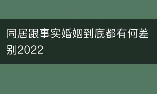 同居跟事实婚姻到底都有何差别2022