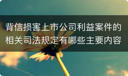 背信损害上市公司利益案件的相关司法规定有哪些主要内容