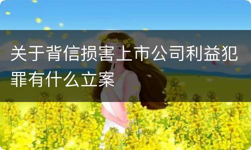 关于背信损害上市公司利益犯罪有什么立案