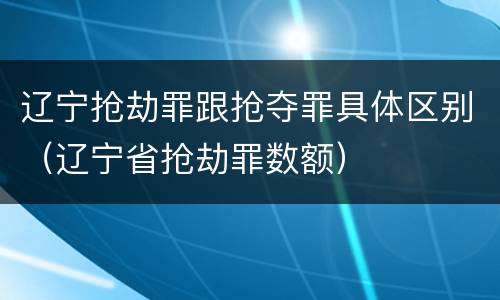 辽宁抢劫罪跟抢夺罪具体区别（辽宁省抢劫罪数额）