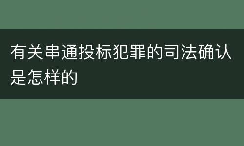 有关串通投标犯罪的司法确认是怎样的