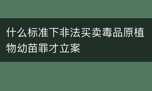 什么标准下非法买卖毒品原植物幼苗罪才立案