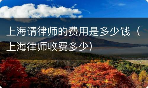 上海请律师的费用是多少钱（上海律师收费多少）