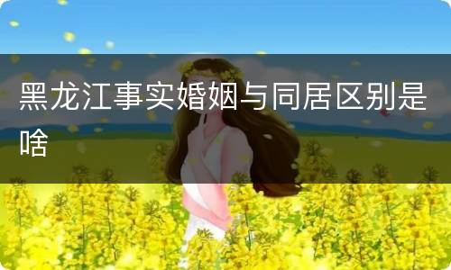 黑龙江事实婚姻与同居区别是啥