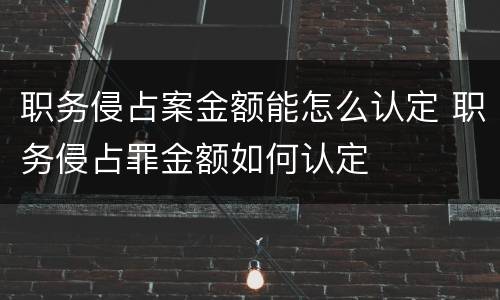 职务侵占案金额能怎么认定 职务侵占罪金额如何认定