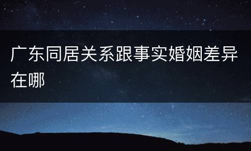 广东同居关系跟事实婚姻差异在哪