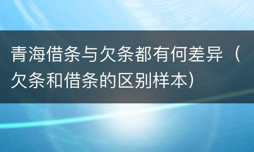青海借条与欠条都有何差异（欠条和借条的区别样本）