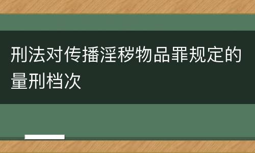 刑法对传播淫秽物品罪规定的量刑档次