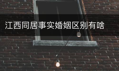 江西同居事实婚姻区别有啥