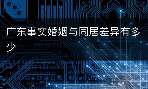 广东事实婚姻与同居差异有多少