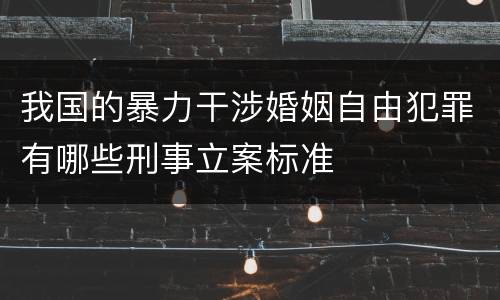 我国的暴力干涉婚姻自由犯罪有哪些刑事立案标准