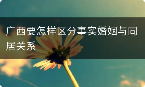 广西要怎样区分事实婚姻与同居关系