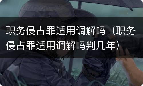 职务侵占罪适用调解吗（职务侵占罪适用调解吗判几年）