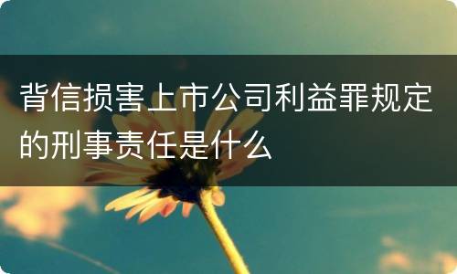 背信损害上市公司利益罪规定的刑事责任是什么