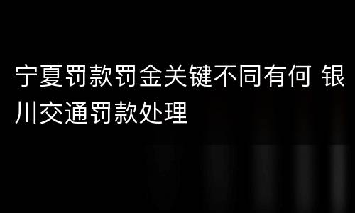 宁夏罚款罚金关键不同有何 银川交通罚款处理