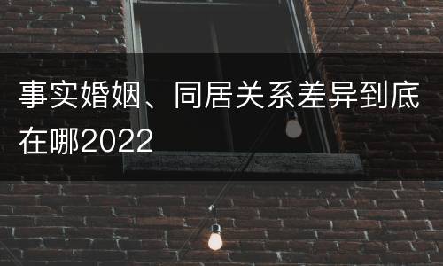 事实婚姻、同居关系差异到底在哪2022