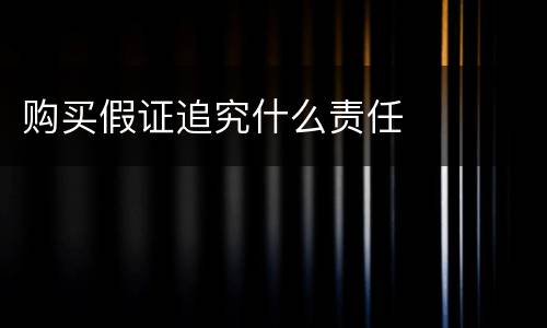 购买假证追究什么责任