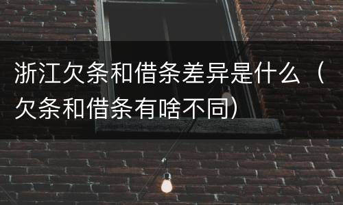 浙江欠条和借条差异是什么（欠条和借条有啥不同）