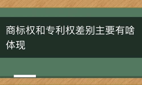商标权和专利权差别主要有啥体现