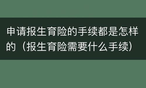 申请报生育险的手续都是怎样的（报生育险需要什么手续）