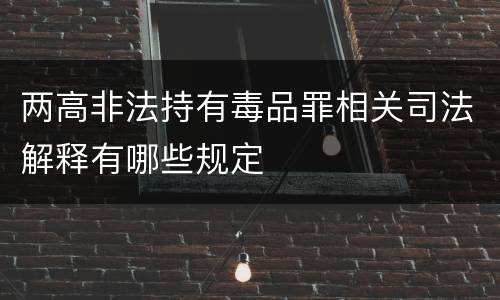两高非法持有毒品罪相关司法解释有哪些规定