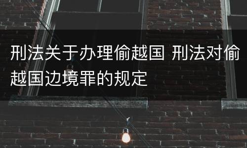 刑法关于办理偷越国 刑法对偷越国边境罪的规定