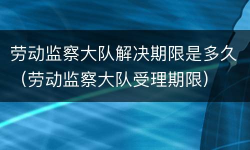 劳动监察大队解决期限是多久（劳动监察大队受理期限）