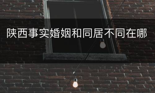 陕西事实婚姻和同居不同在哪