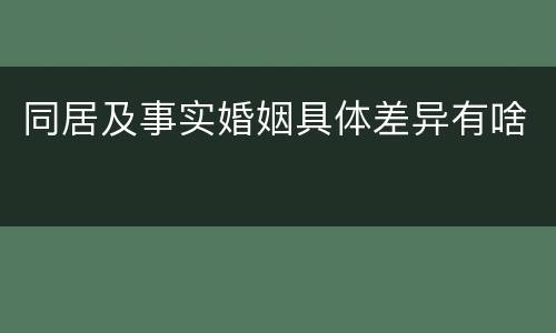 同居及事实婚姻具体差异有啥
