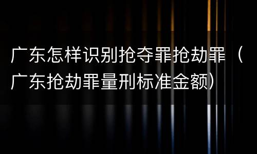 广东怎样识别抢夺罪抢劫罪（广东抢劫罪量刑标准金额）