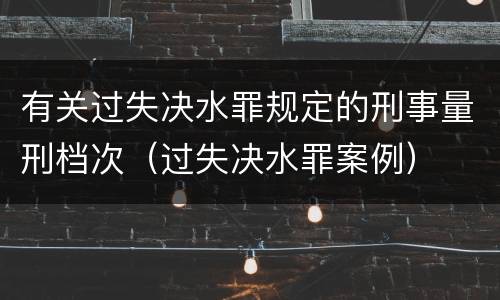 有关过失决水罪规定的刑事量刑档次（过失决水罪案例）