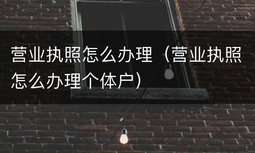 营业执照怎么办理（营业执照怎么办理个体户）