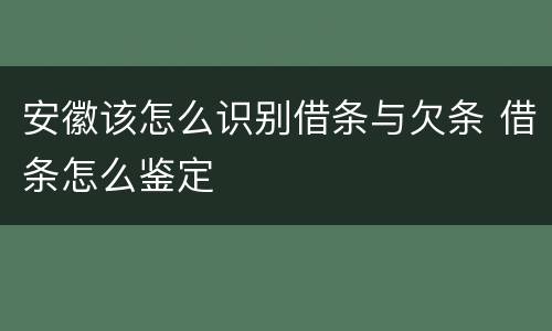 安徽该怎么识别借条与欠条 借条怎么鉴定