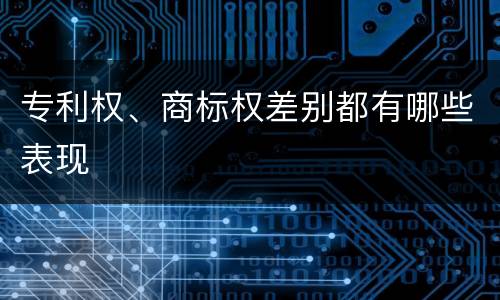 专利权、商标权差别都有哪些表现